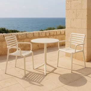 Set da 4 sedie da giardino bianche in polipropilene con braccioli – Tago