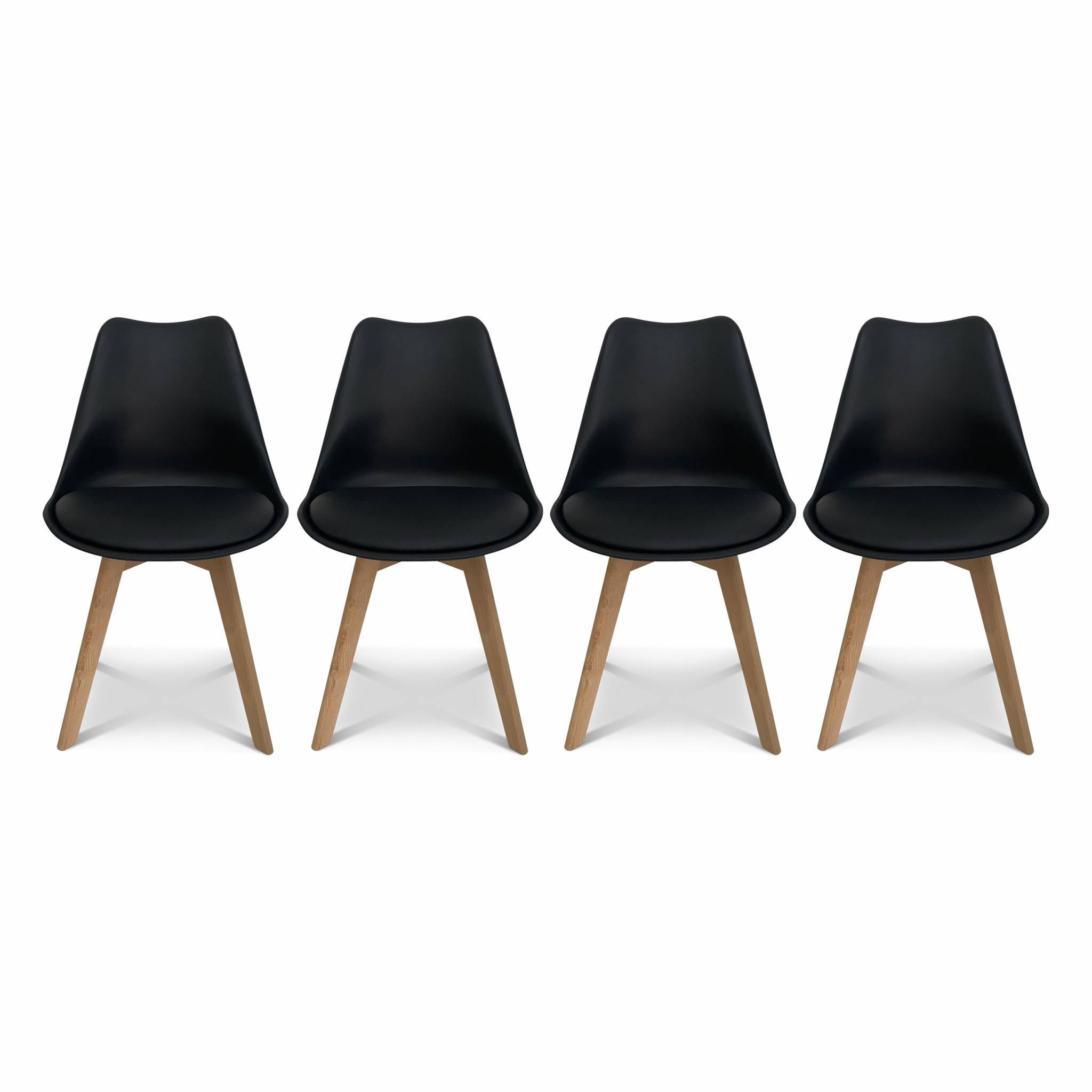 Lot de 4 chaises scandinaves. pieds bois de hêtre. chaise 1 place. noirs