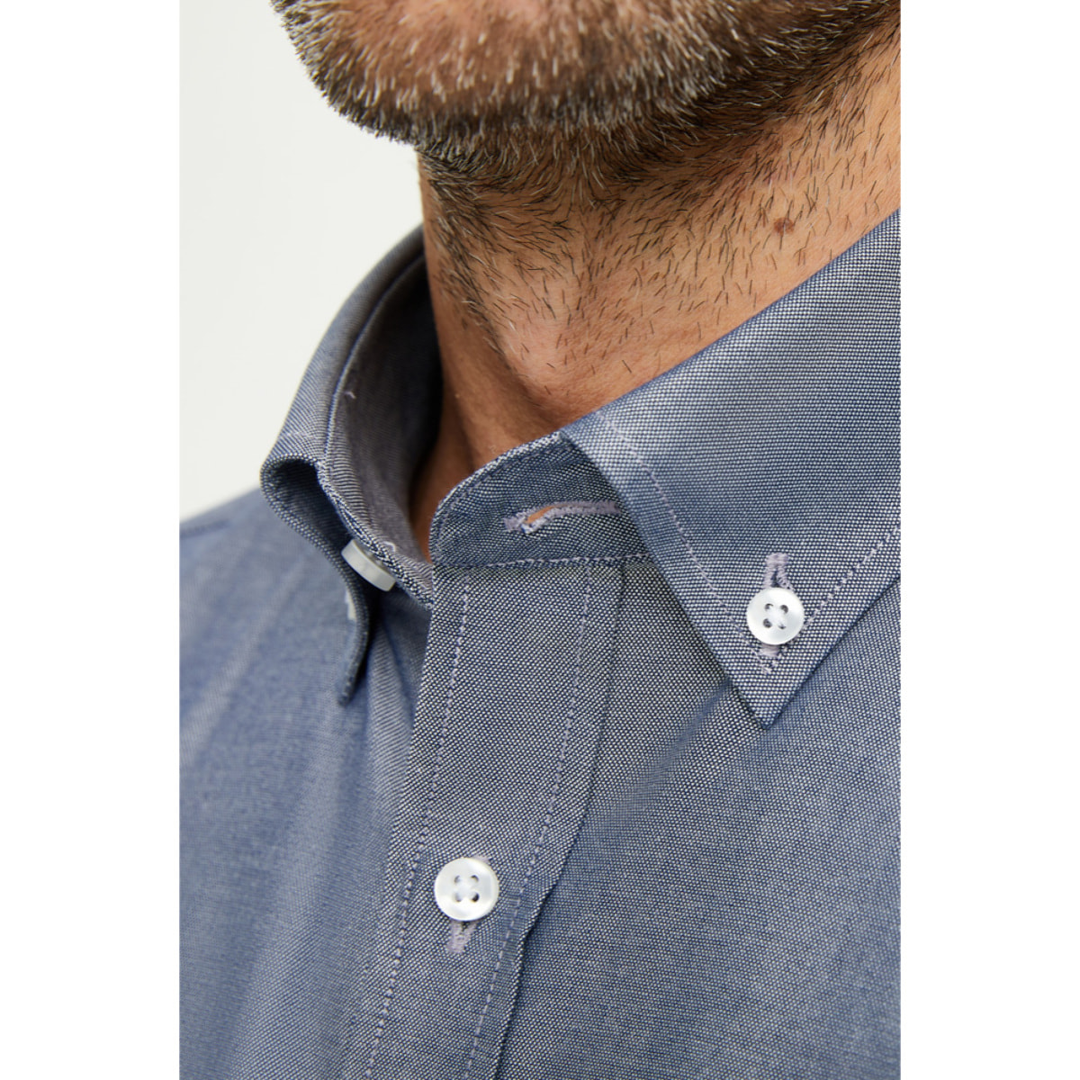 Camicia Uomo 1 Bottone Button Down Slim Oxford Unito Grigio Medio