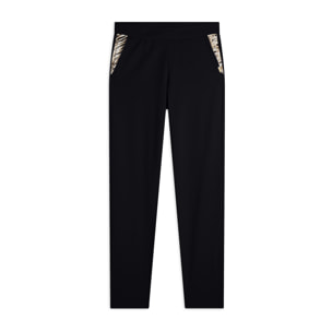Pantaloni in jersey con apertura tasche animalier