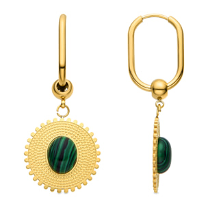 Pendientes de Malaquita acabados en oro amarillo de 18K- Elknu