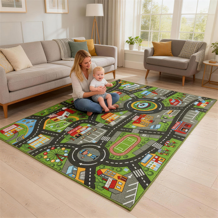 Tapis de jeu voiture - tapis enfant - tapis de jeux routiers - 200 x 150 cm
