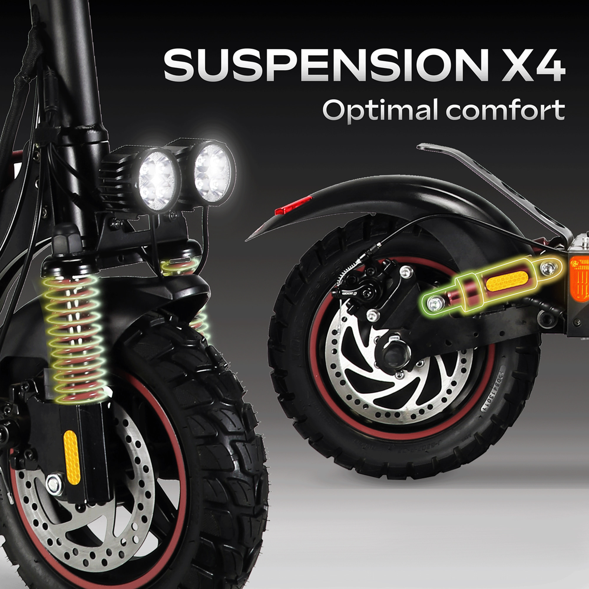 Trottinette Électrique Adulte  EBOOST INFINITY –  Moteur 1300W -  Autonomie Jusqu'a 80 km - Pneu Cross 10" Tubeless - Batterie 54V/20Ah - Poids 23Kg