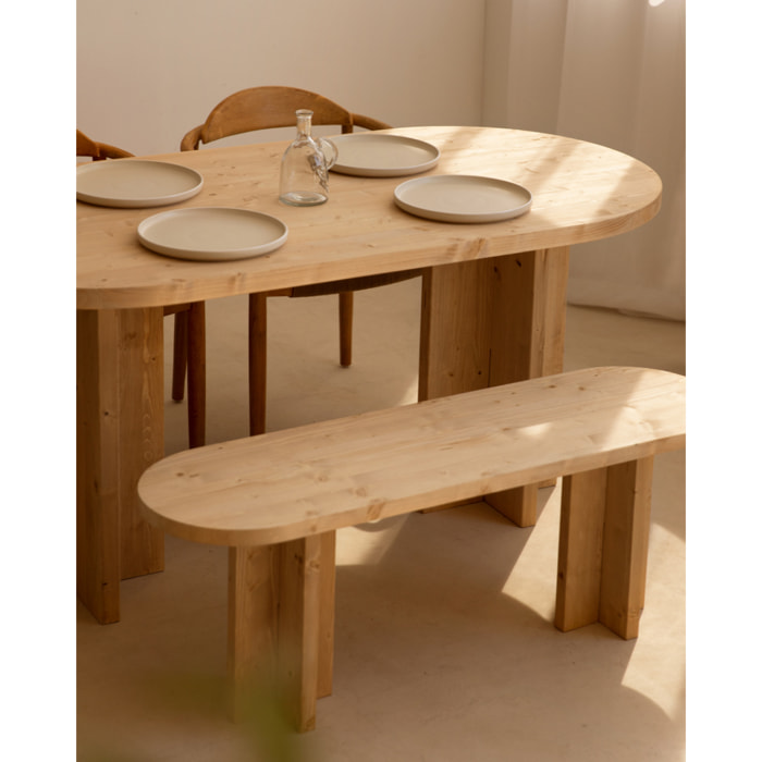 Banc en bois massif ton chêne moyen en différentes tailles