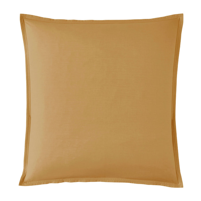 Como - Taie d'oreiller jaune curry en percale de coton - 65x65cm.