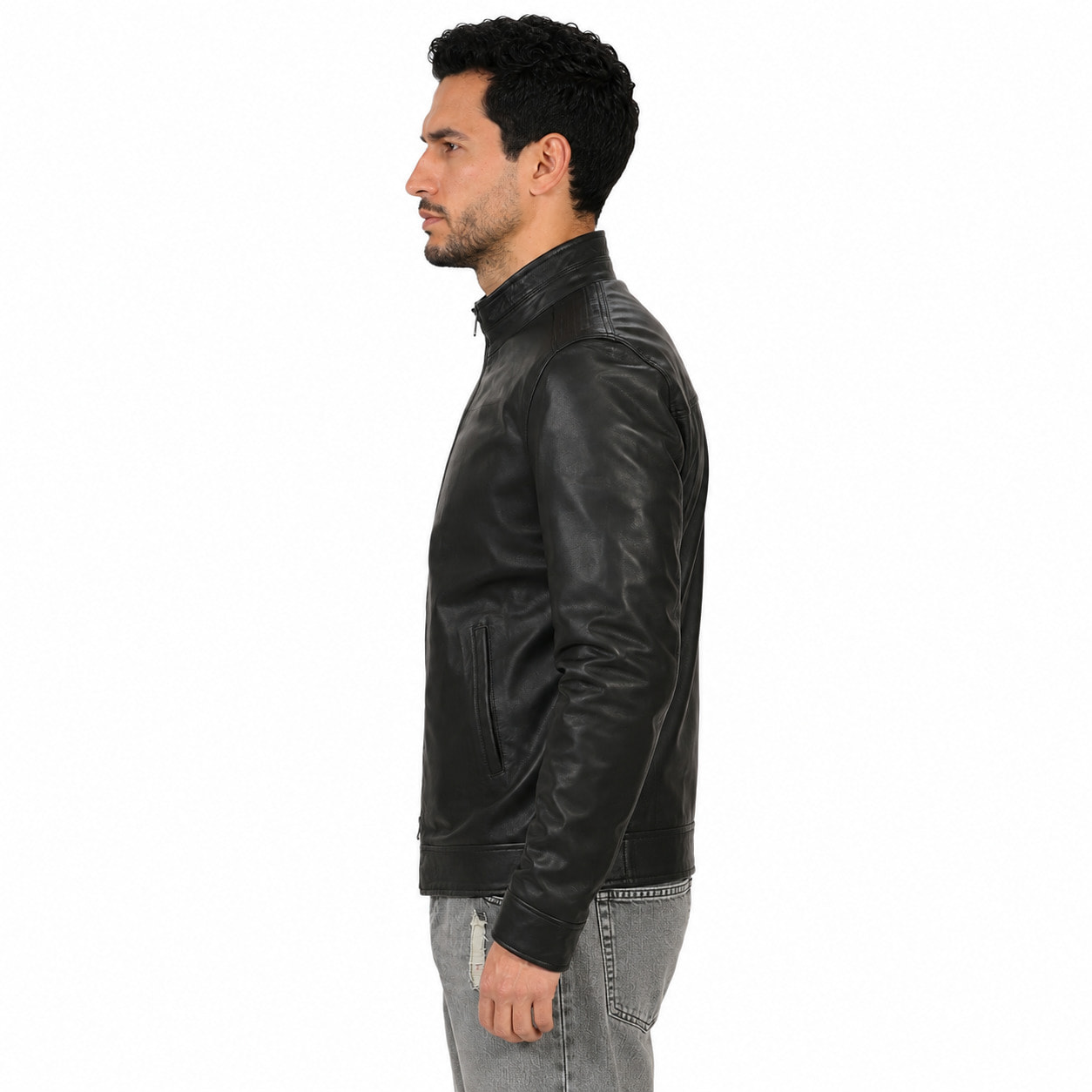 Giubbino in vera pelle di vitello Nero