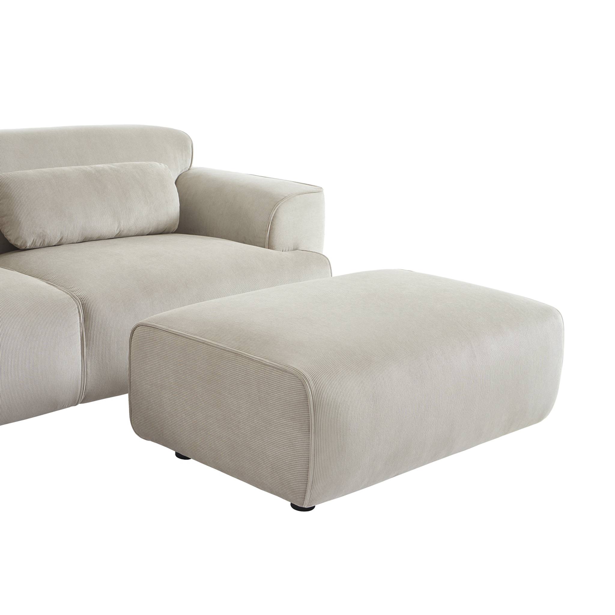 Pouf, repose-pieds pour canapé 3 places Wallas velours côtelé WALLAS