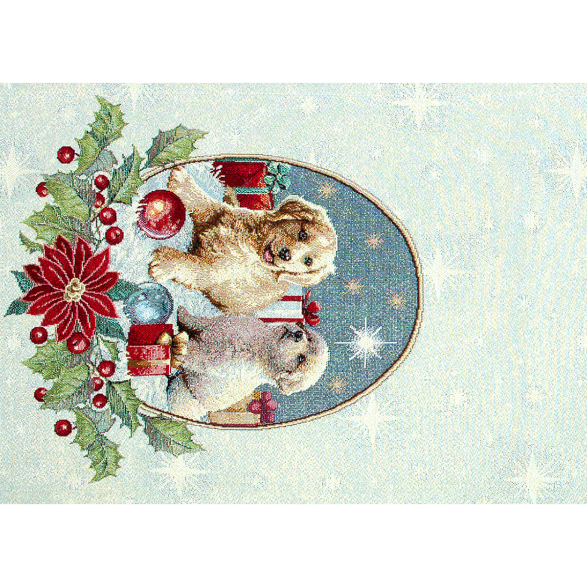 Runner Natalizio Tessuto Gobelin Disegno Cagnolini 45*140