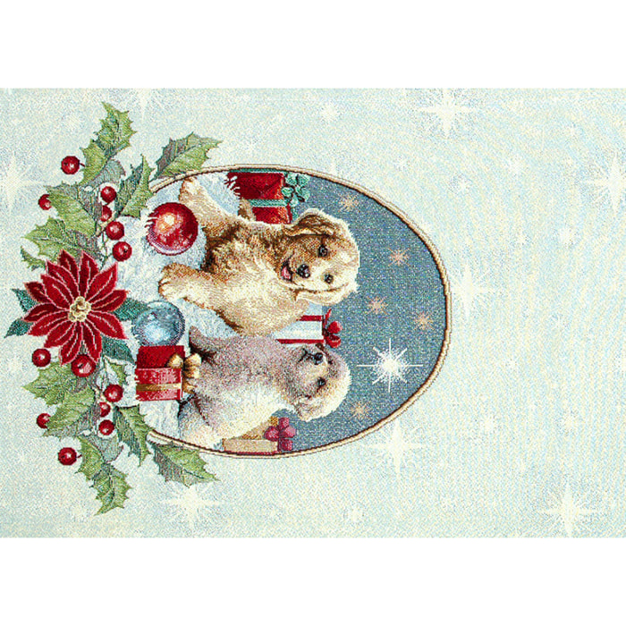 Runner Natalizio Tessuto Gobelin Disegno Cagnolini 45*140