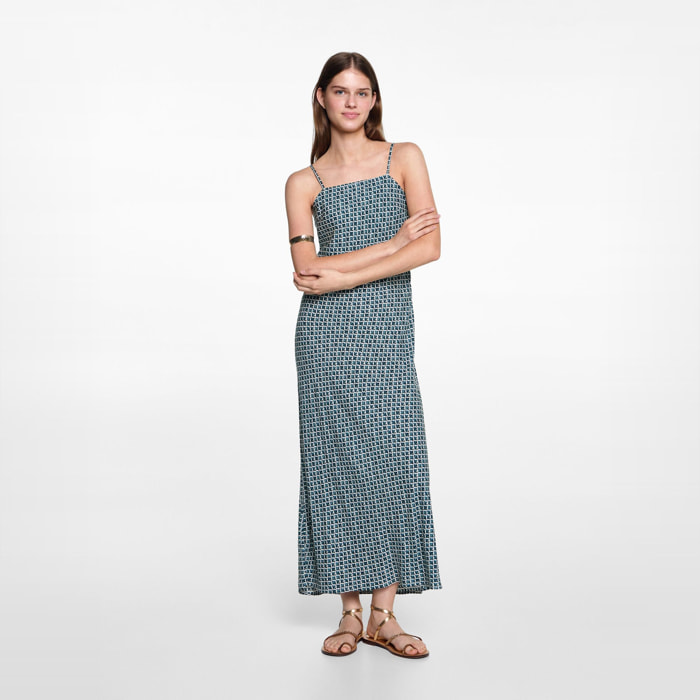 Vestido largo estampado Ronda - azul petróleo