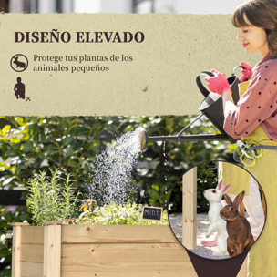Huerto Urbano Elevado de Madera 86x46x76 cm Mesa de Cultivo Jardinera Elevada con Tela no Tejida y 4 Orificios de Drenaje para Cultivos Plantas Flores Jardín Terraza Exterior Natural