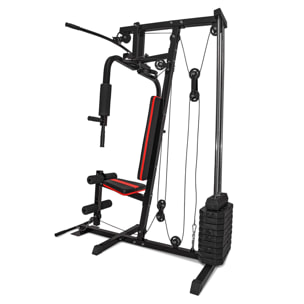 JAB - Stazione da fitness multifunzionale con blocco pesi da 45kg, barra trazioni superiore ed inferiore