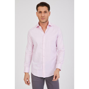 Camicia Uomo 1 Bottone Francese Slim Oxford unito Rosa