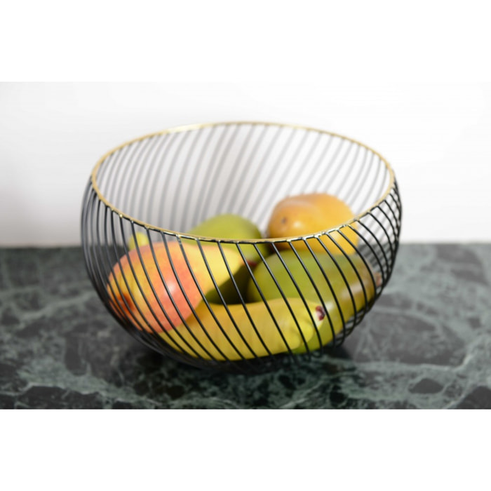 Coupe à fruits noire bordure dorée 22.5x22.5x14.5cm