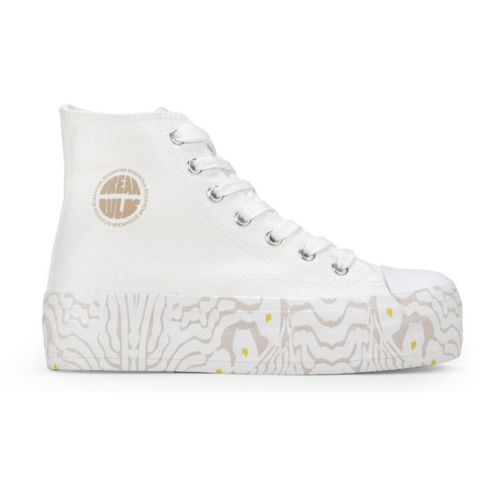 Zapatillas de tela altas blancas con plataforma