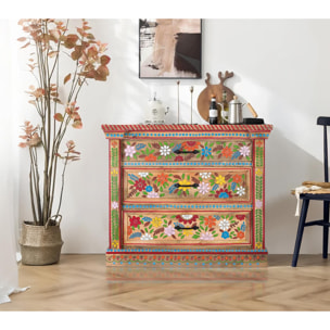 Cómoda de Madera de Mango 92 Cm Estilo Artesanal Étnico