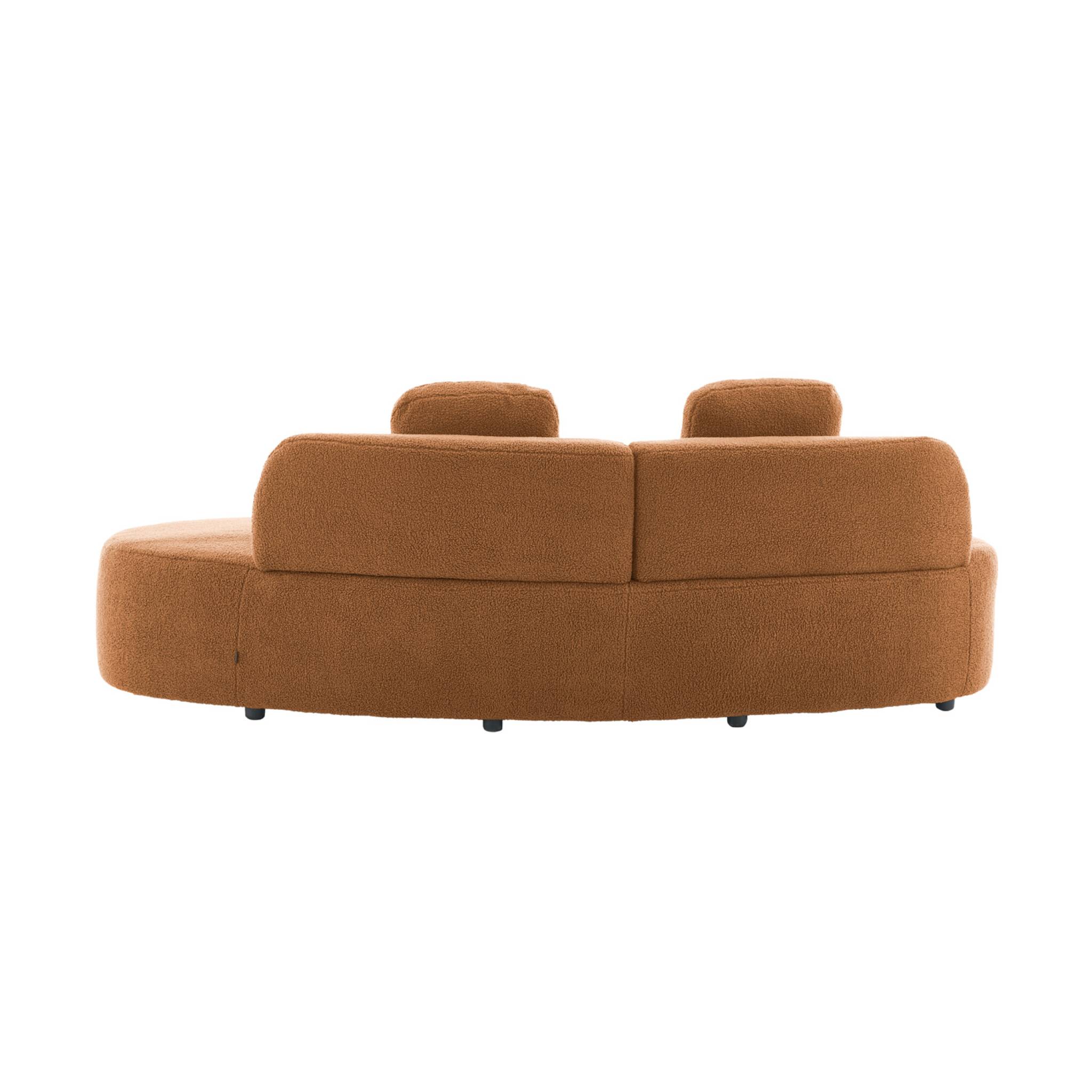Canapé virgule 3 places en tissu bouclette camel forme organique - WAVE L 232 x P 97 x H 68cm