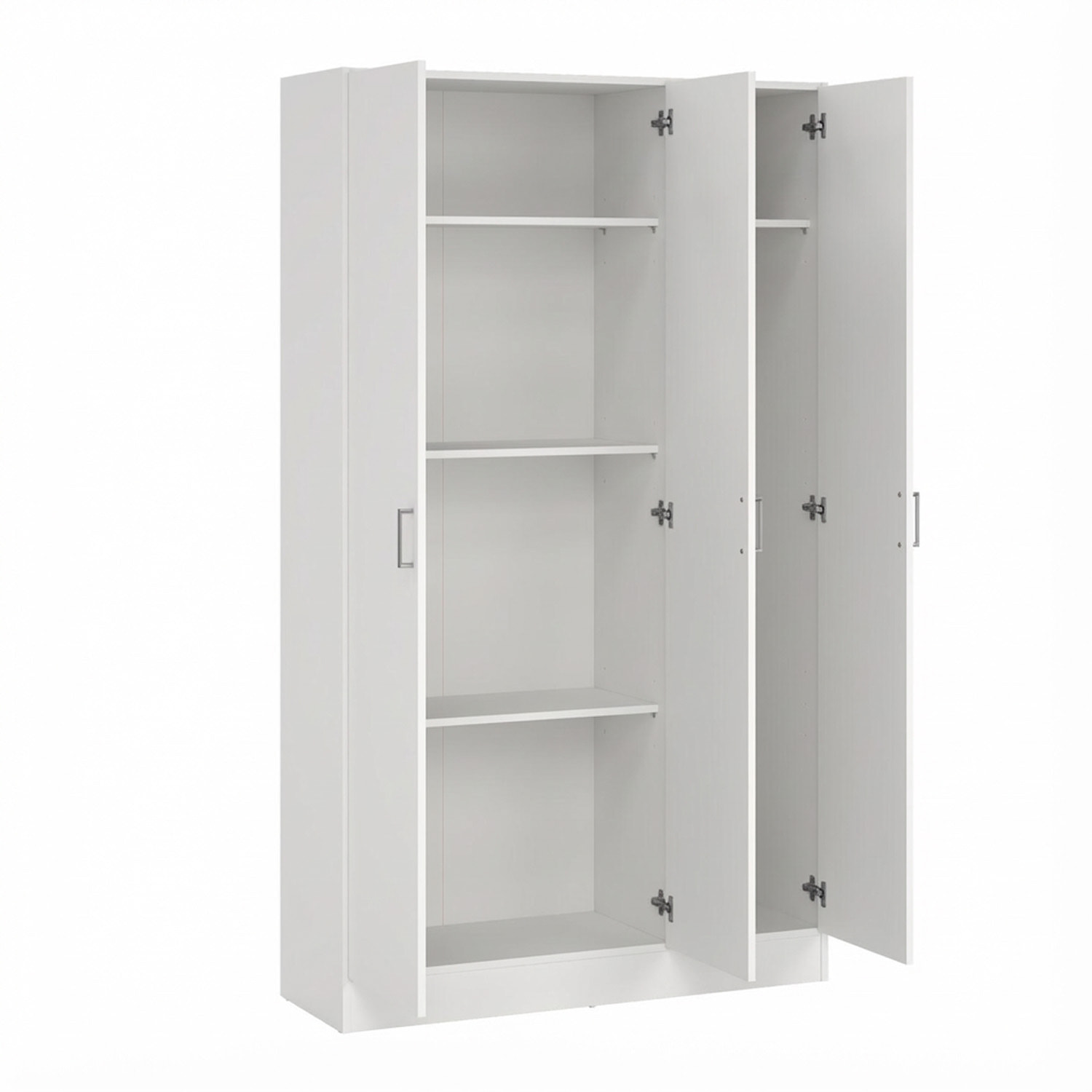Armadio Multiuso Con 3 Ante Battenti E Ripiani Interni Design Moderno Salvaspazio Armadietto Mobile Camera Da Letto 140.25 x 36 x 180.9 cm Bianco