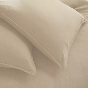 Lot de 2 taies gaze de coton lavé uni beige Malia lin