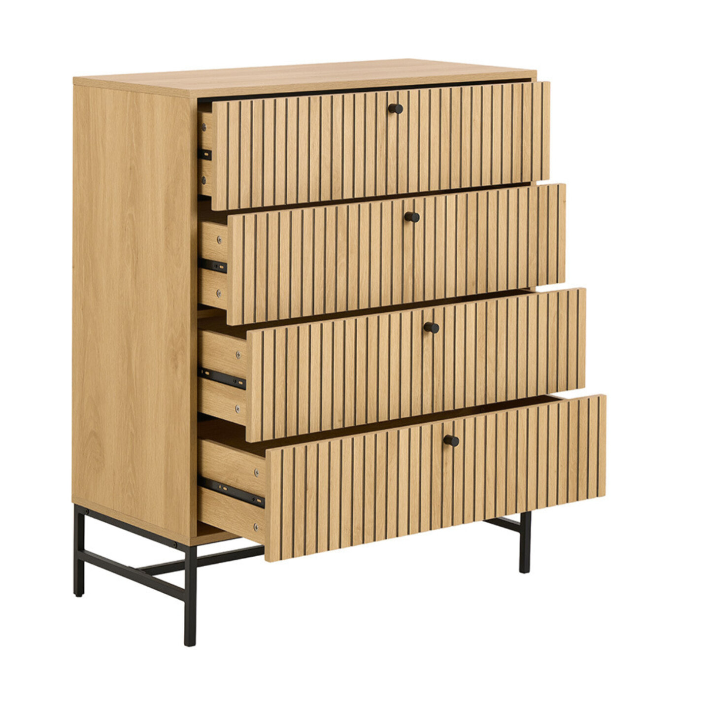 Marc - commode 4 tiroirs - bois - pieds en métal - Bois