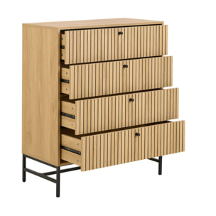 Marc - commode 4 tiroirs - bois - pieds en métal - Bois