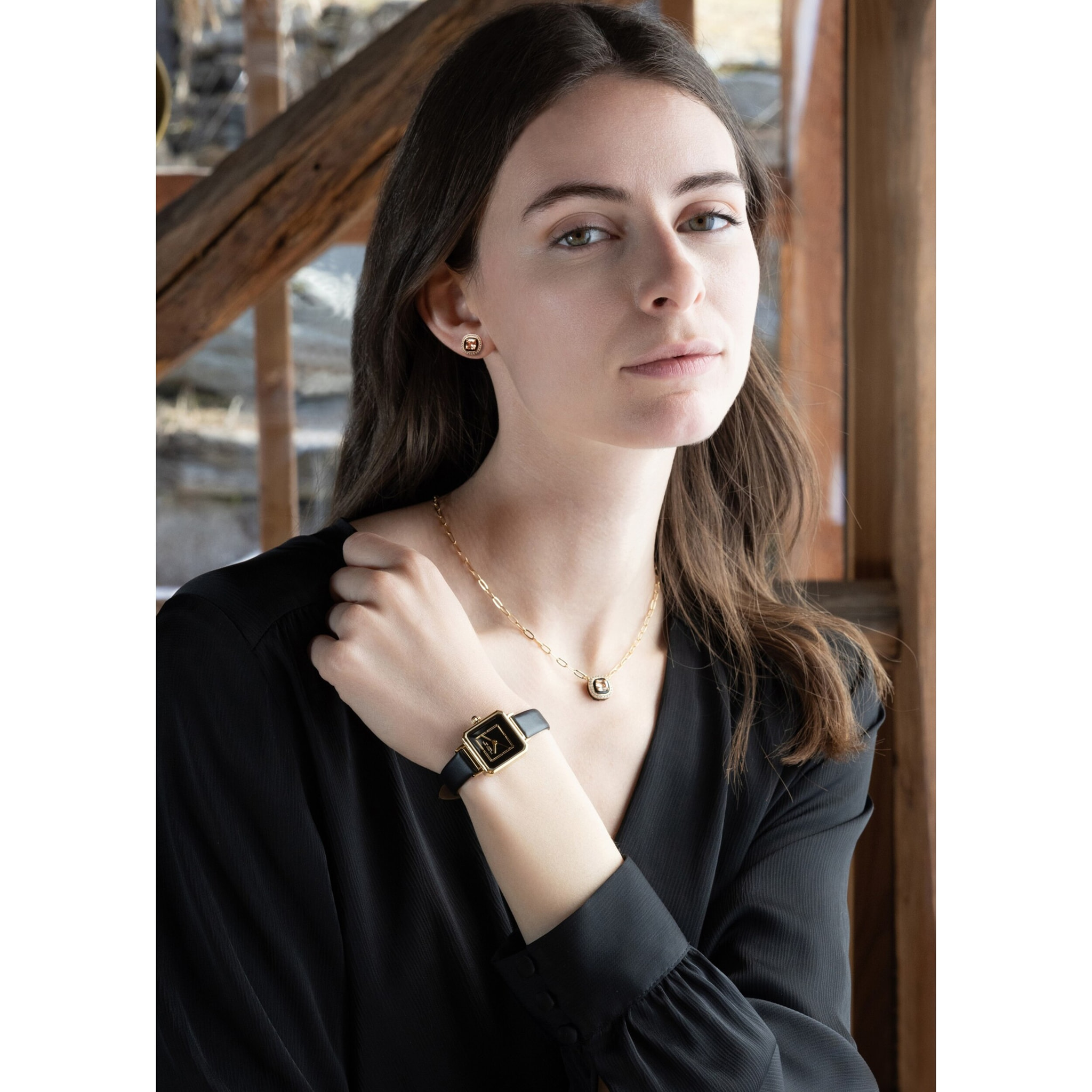 Orologio U.S. Polo Assn. in pelle nera