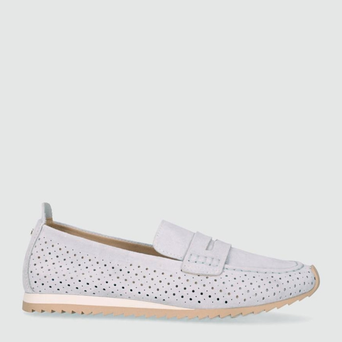 Zapatos de Serraje - Azul - Tacón: 1 cm