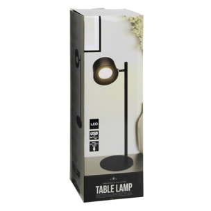 Lámpara de mesa LED recargable USB-C 14,5x35,5cm en color Negro con 3 modos de luz