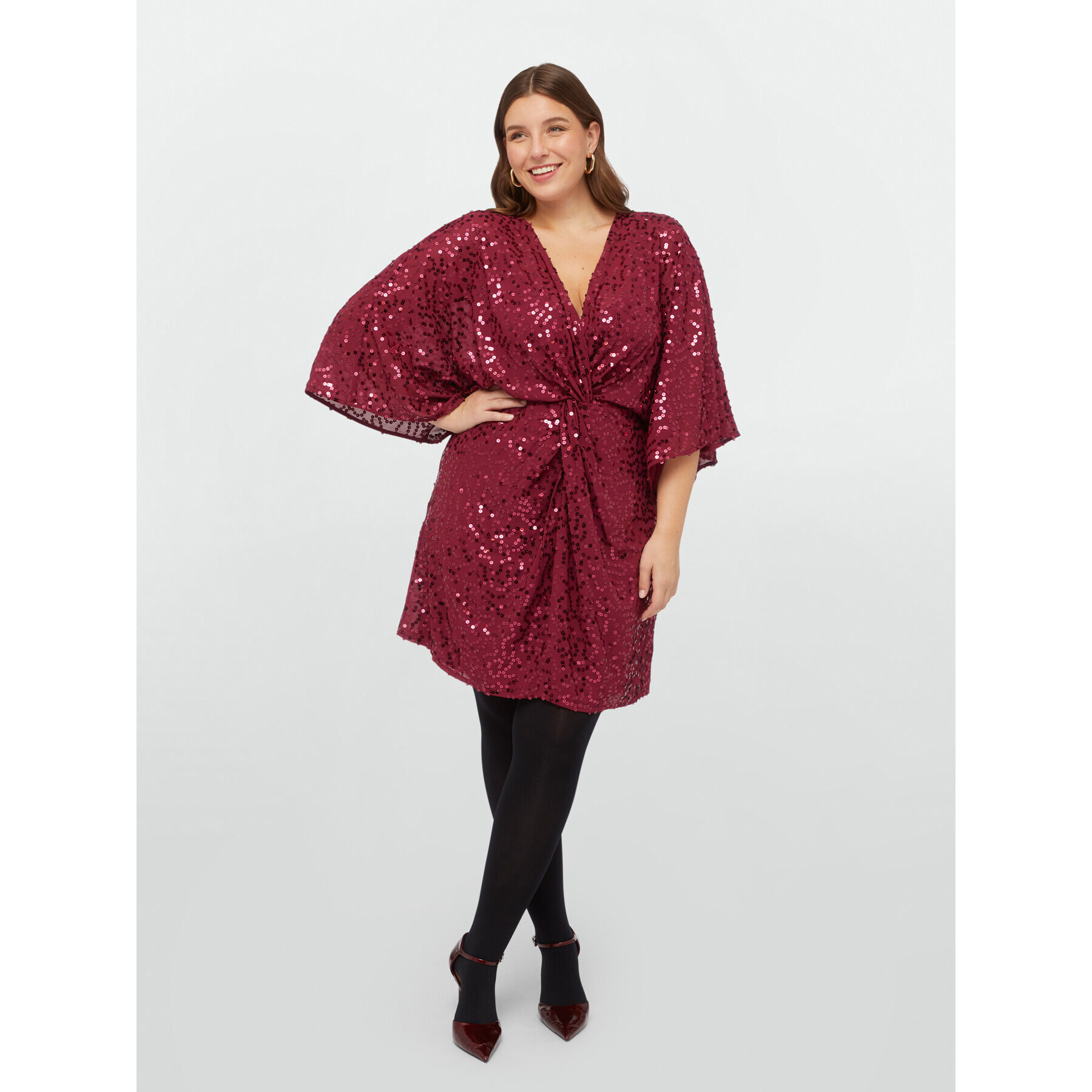 Fiorella Rubino - Vestito color burgundy paillettes all over - Fucsia