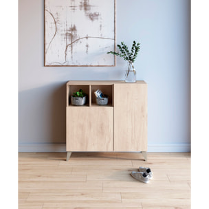 Zapatero Oslo melamina roble claro patas arena 87x90x27 cm