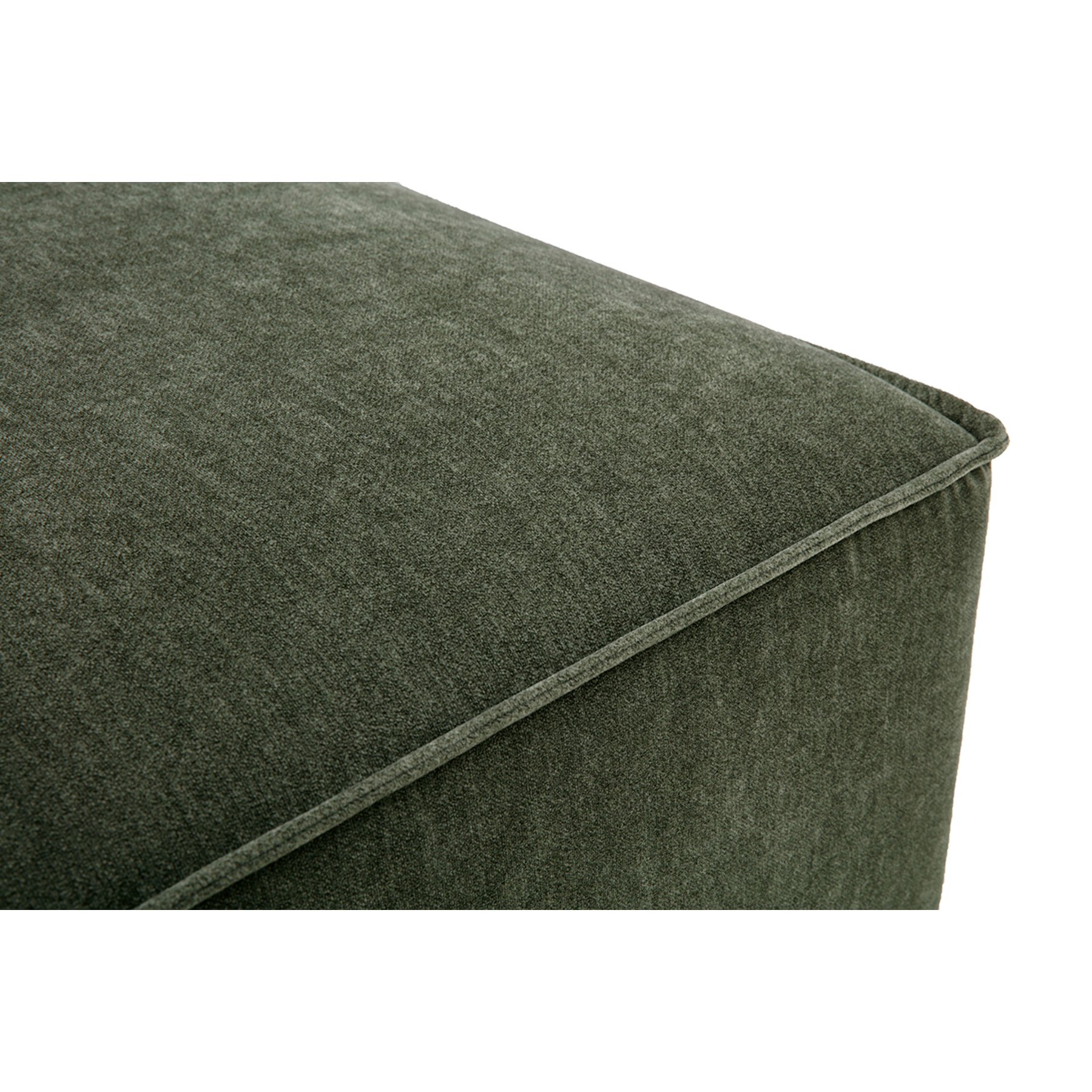 Pouf repose pieds en tissu effet velours vert kaki KERRY