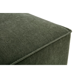 Pouf repose pieds en tissu effet velours vert kaki KERRY