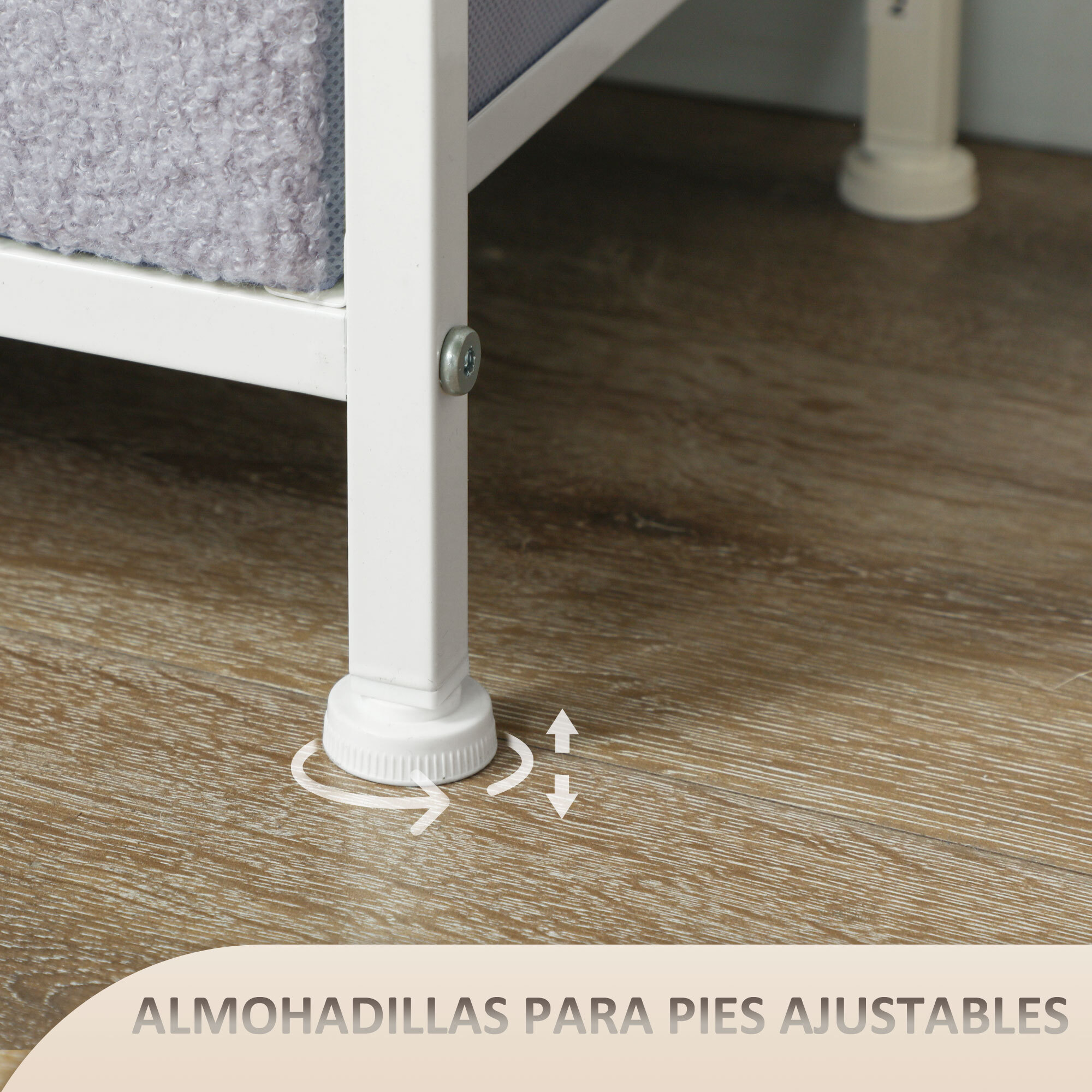 Cómoda con 9 Cajones Tapizado en Borreguito Cajonera de Tela con Estructura de Acero Cómoda para Dormitorio Pasillo Gris