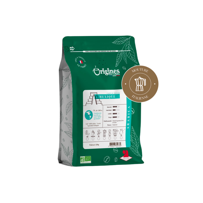 Café Bio - Mexique Chiapas - Pur Arabica - Italienne 250g
