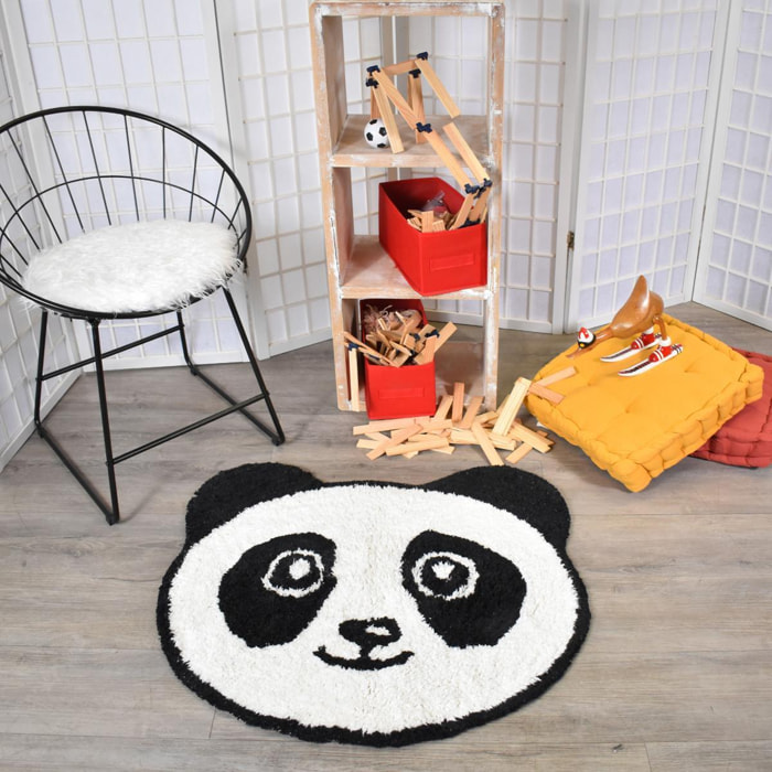 Tapis enfant Lavable 30° en coton motif animaux PANDA