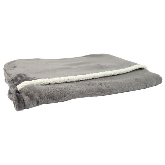 Plaid Gris Poches Pied Int Sherpa