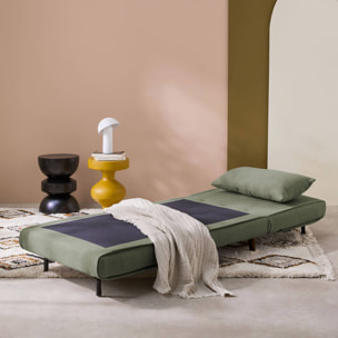 Chauffeuse convertible tissu piétement bois 1 place kaki Guest