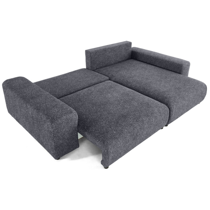Spice - canapé d'angle réversible 4 places convertible avec coffre en tissu moucheté - Gris foncé