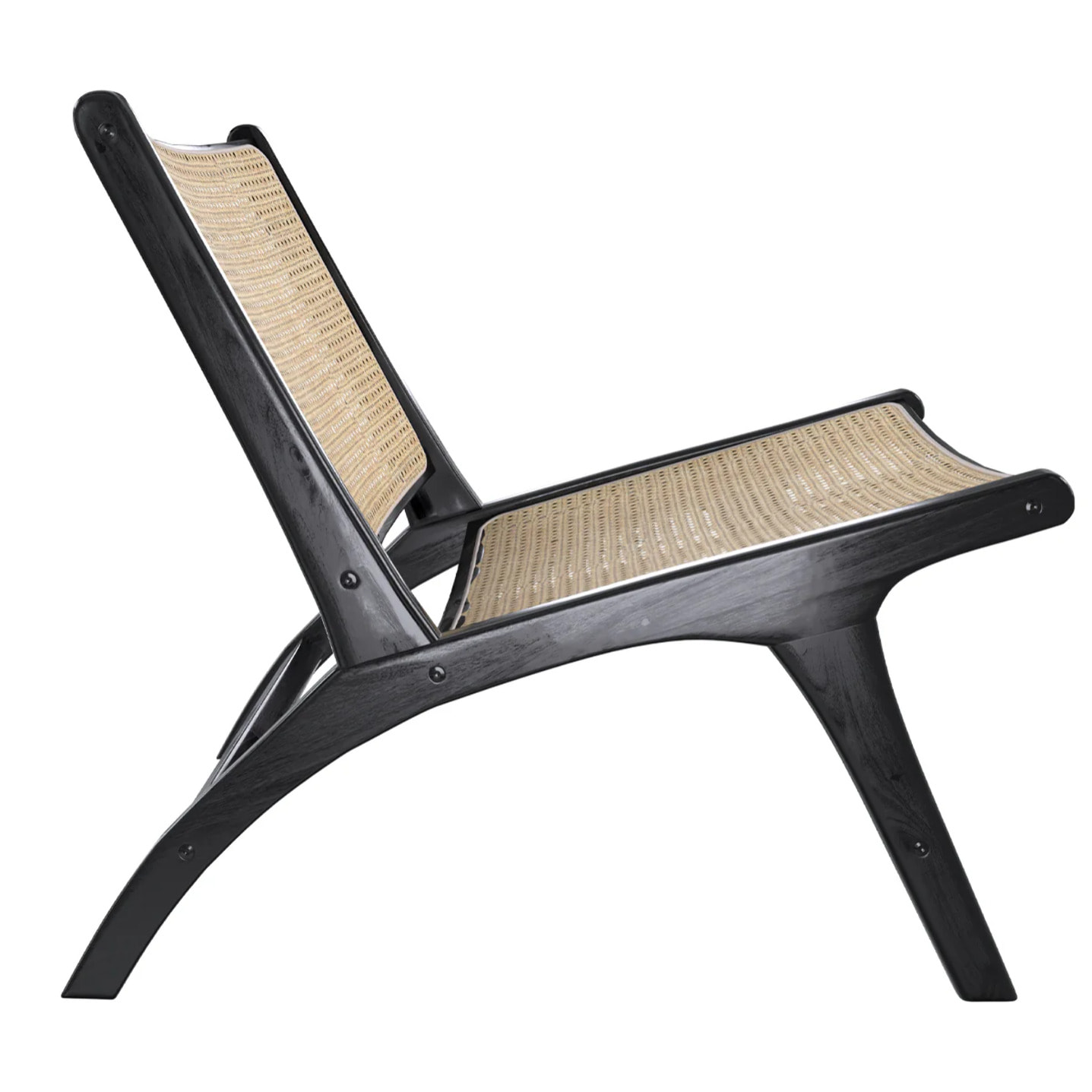 Fauteuil en teck noir et tressage cannage en rotin - Kilka