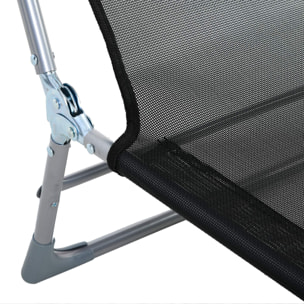Conjunto de 2 Tumbonas Plegables y Reclinables de Jardín con Reposacabezas y Respaldo Ajustable en 5 Niveles Carga 120 kg para Playa Terraza 182x56x24,5 cm Negro