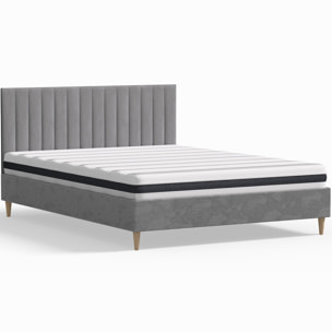 Pack lit en velours + Matelas ressorts et Mousse HR - ELIOT & HYGIOSPRING