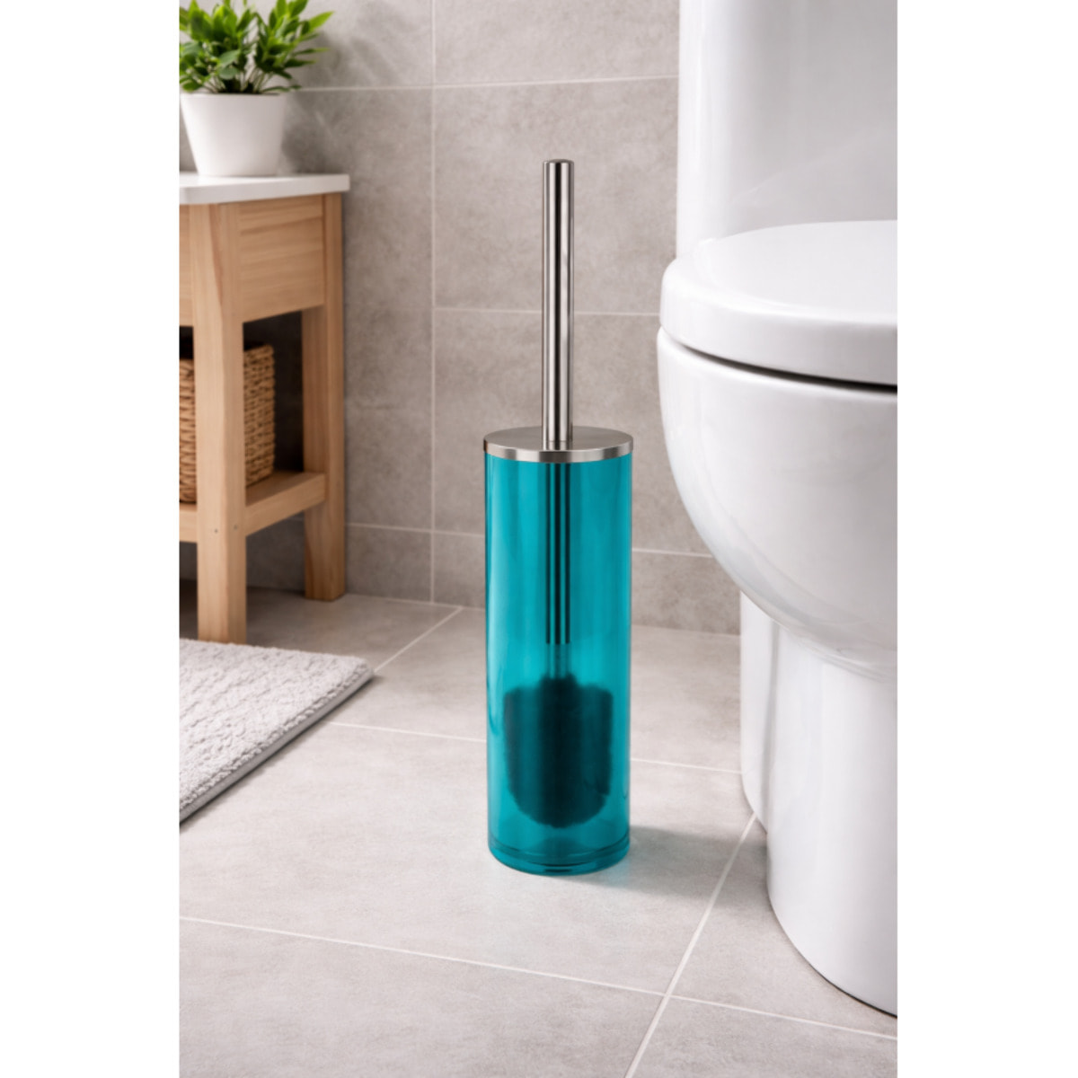 Brosse wc avec support Acrylique NYO Bleu transparent Spirella