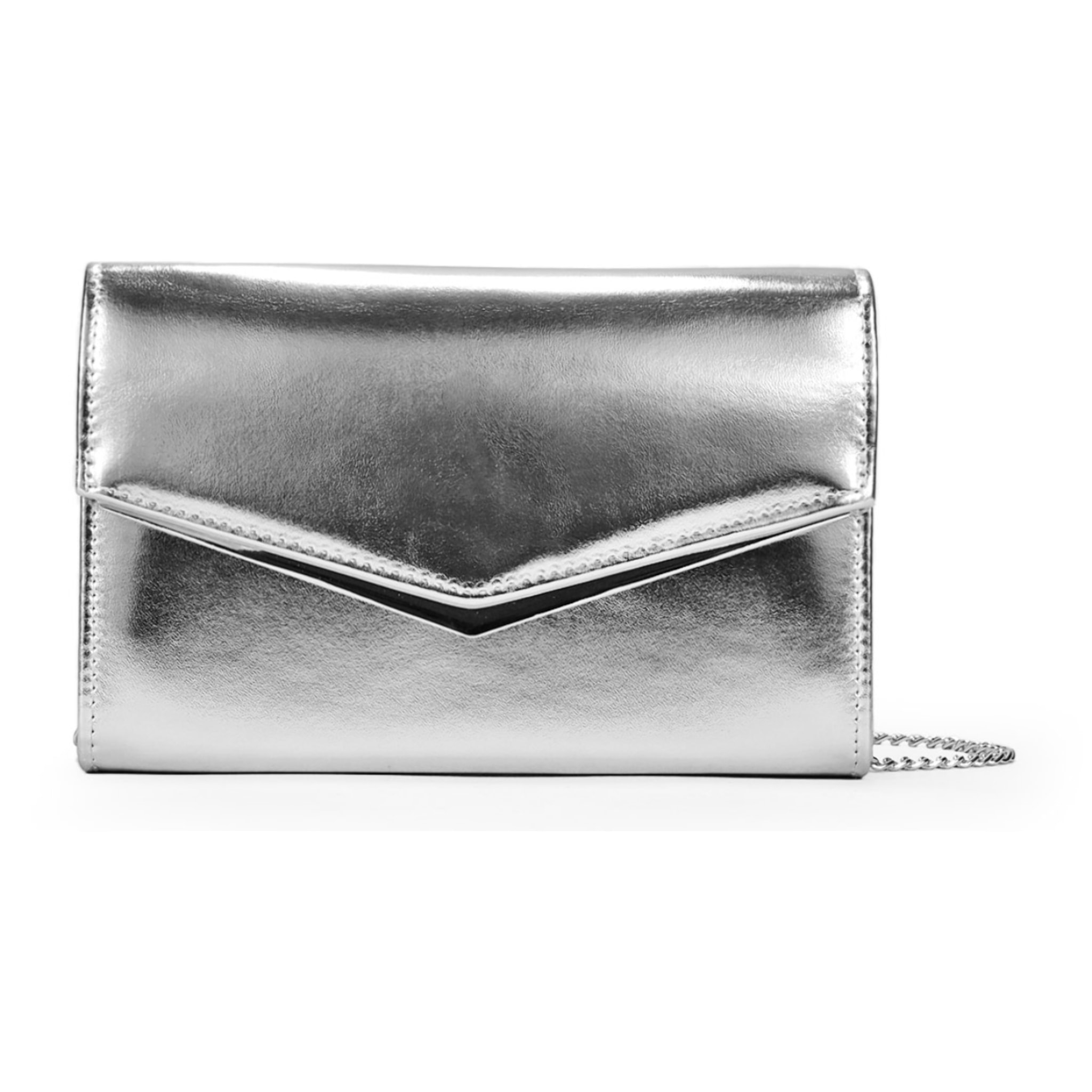 Bolso de fiesta plateado con solapa
