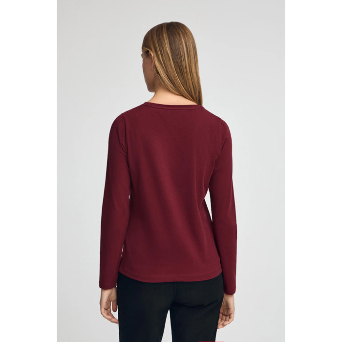 Maglietta granate a maniche lunghe a girocollo con logo ricamato Rigby Go