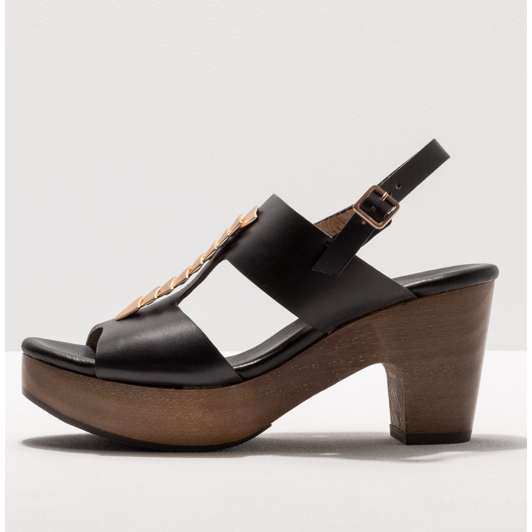 Sandalias con tacón S3270A RESTORED SKIN EBONY/ ST.LAURENT SANDAL color Ebony