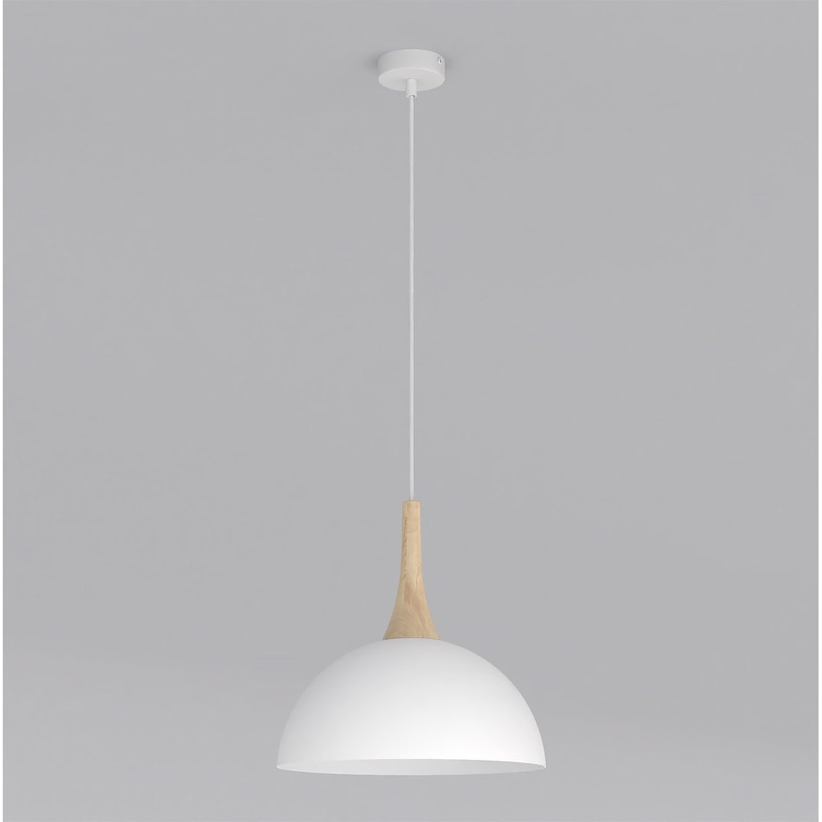 Lampada a sospensione Nautica in acciaio bianco e legno