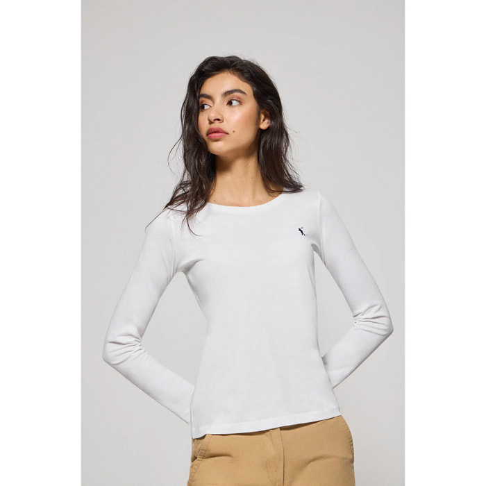 Maglietta basic a maniche lunghe bianca con logo Rigby Go