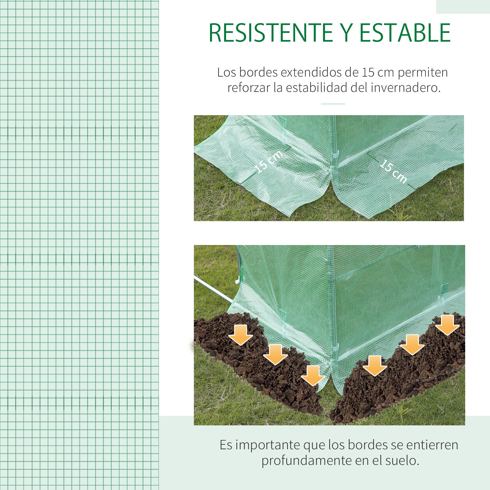 Cubierta de Invernadero de Túnel 3,5x3x2 m con 6 Ventanas y Puerta Jardín Verde