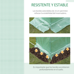 Cubierta de Invernadero de Túnel 3,5x3x2 m con 6 Ventanas y Puerta Jardín Verde