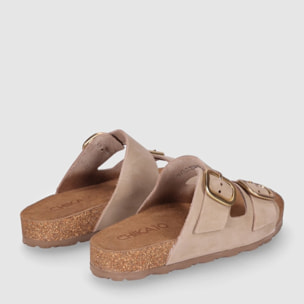 Sandalias de Piel - Arena - Tacón: Bajo